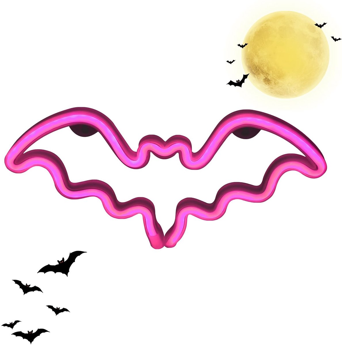 Dailygoods- Neonbord Vleermuis - LED Neonlicht - Halloween Decoratie - Wanddecoratie - Kindercadeau - Batterijvoeding - Waterdicht IP45