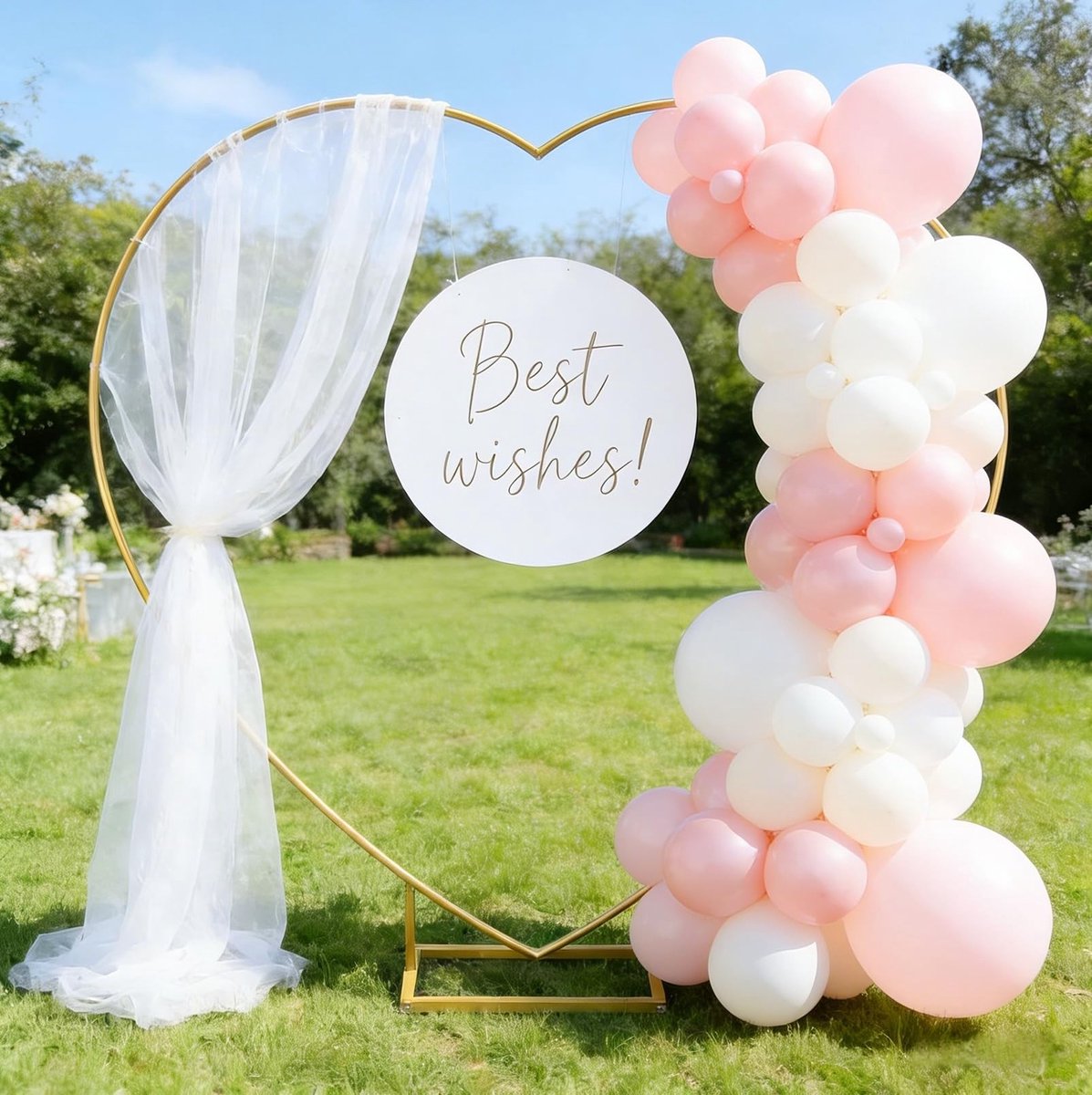 Dailygoods- Bruiloft Boog Hartvormig 2x2 m - Metalen Standaard - Decoratieve Boog - Waterzakken voor Stabiliteit - Eenvoudige Montage - Romantische Decoratie