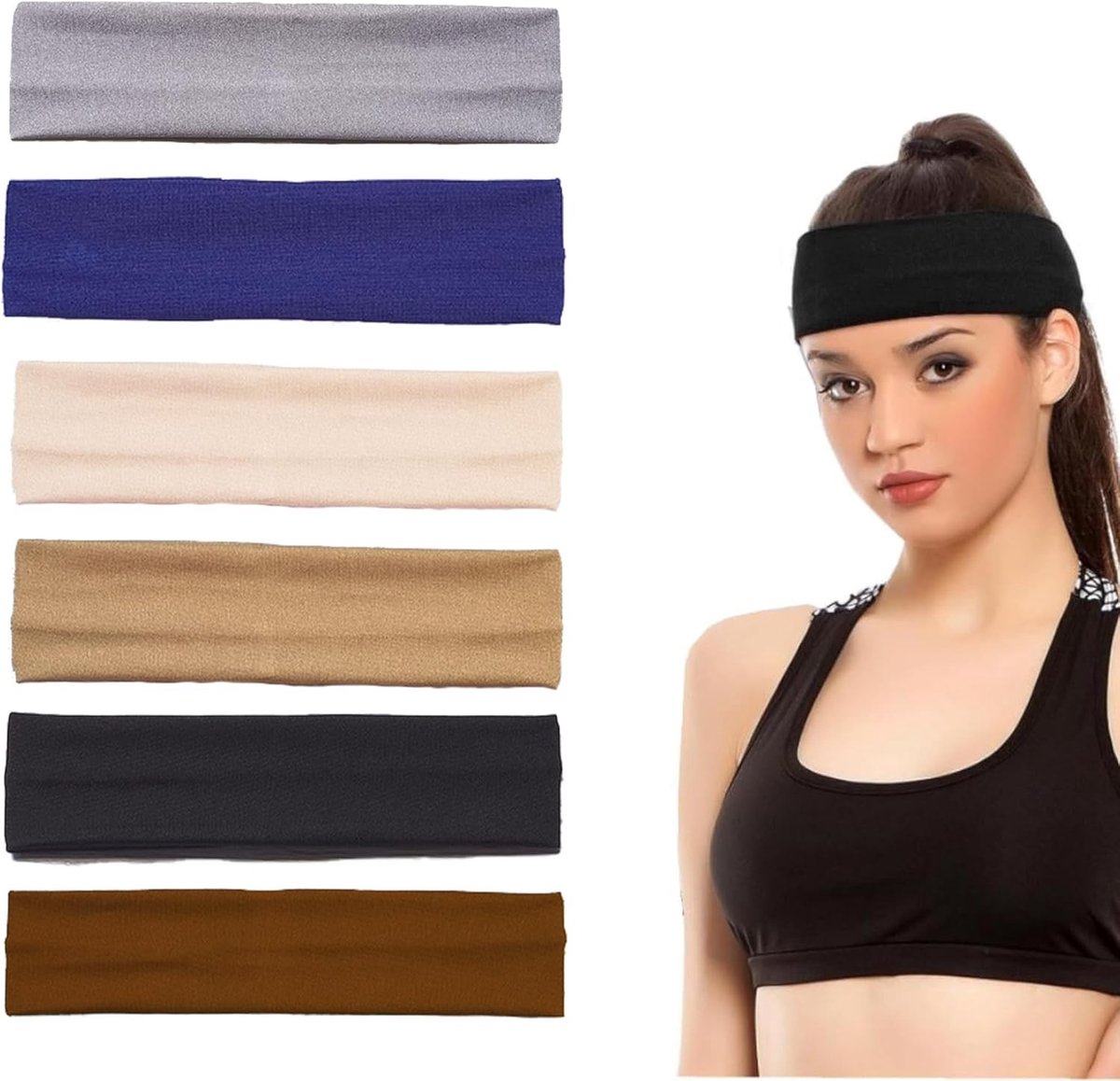 Set van 6 Elastische Sportbanden voor Vrouwen - Antislip voor Yoga, Fitness en Jogging Activiteiten