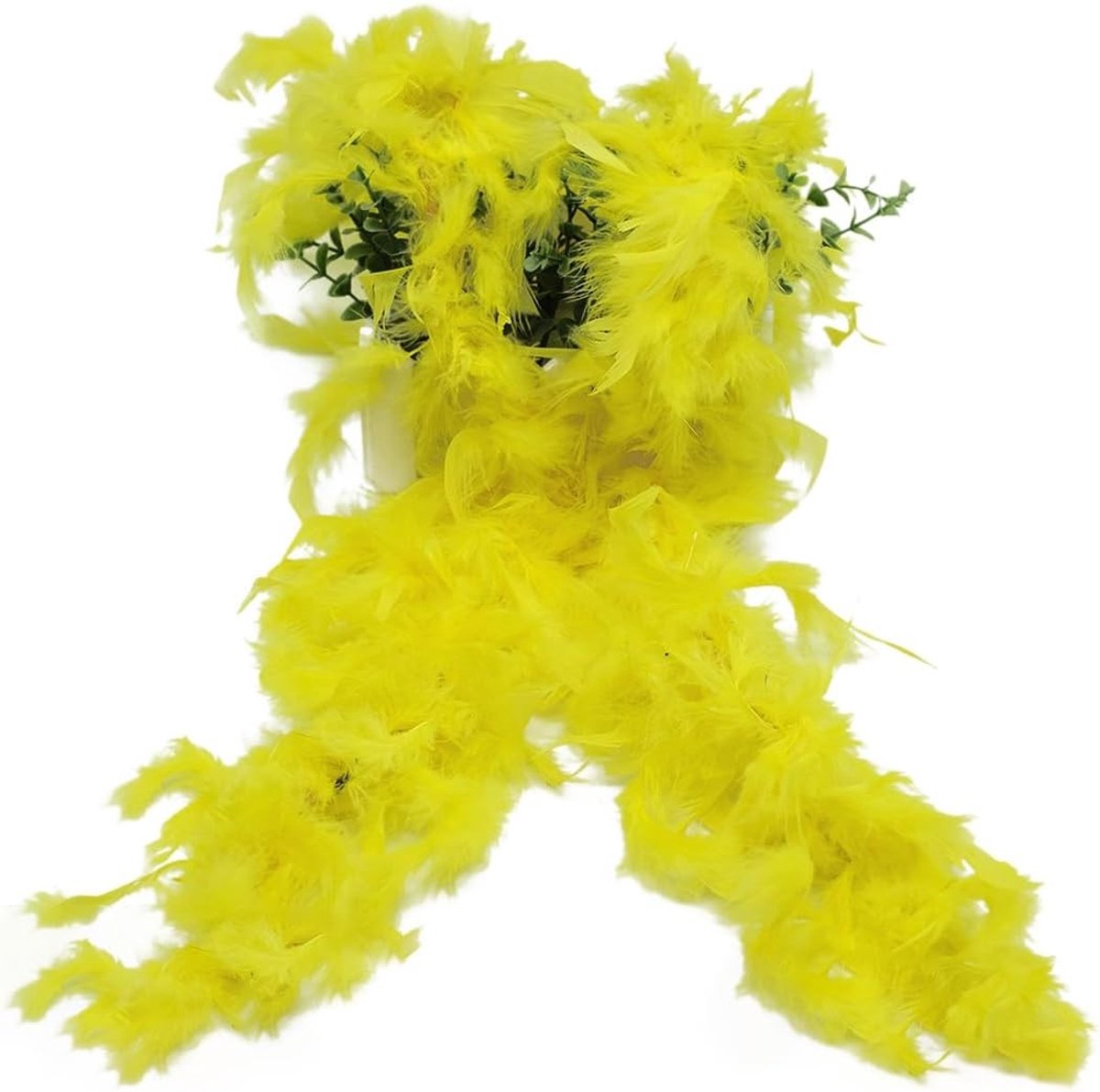 Feather Boa Set van 2 - Pluizige Sjaal van 2 m voor Kostuums, Feestjes en Carnaval - Gele Fluffy Accessoire voor Charleston 1920s Thema
