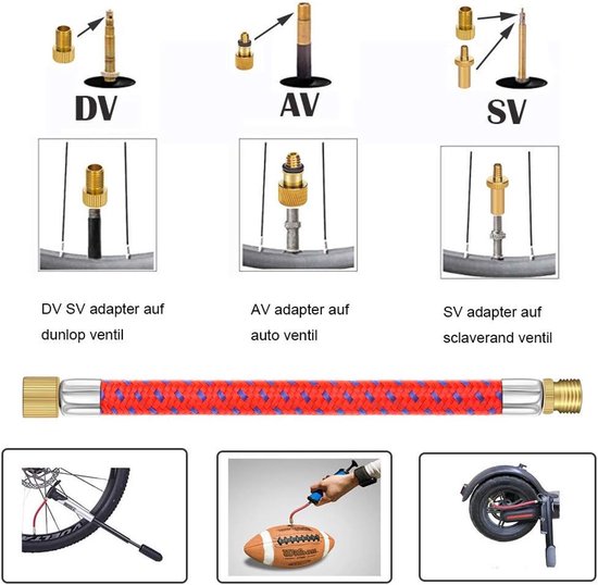 21 stuks-Fietsventieladapter - Ventielconversietool - Fietsventielset - Ventieladapter - Accessoire voor fietsbandenpomp - Geschikt voor fietsen - Gym - Ballen - Geel - Zwart — afbeelding 4