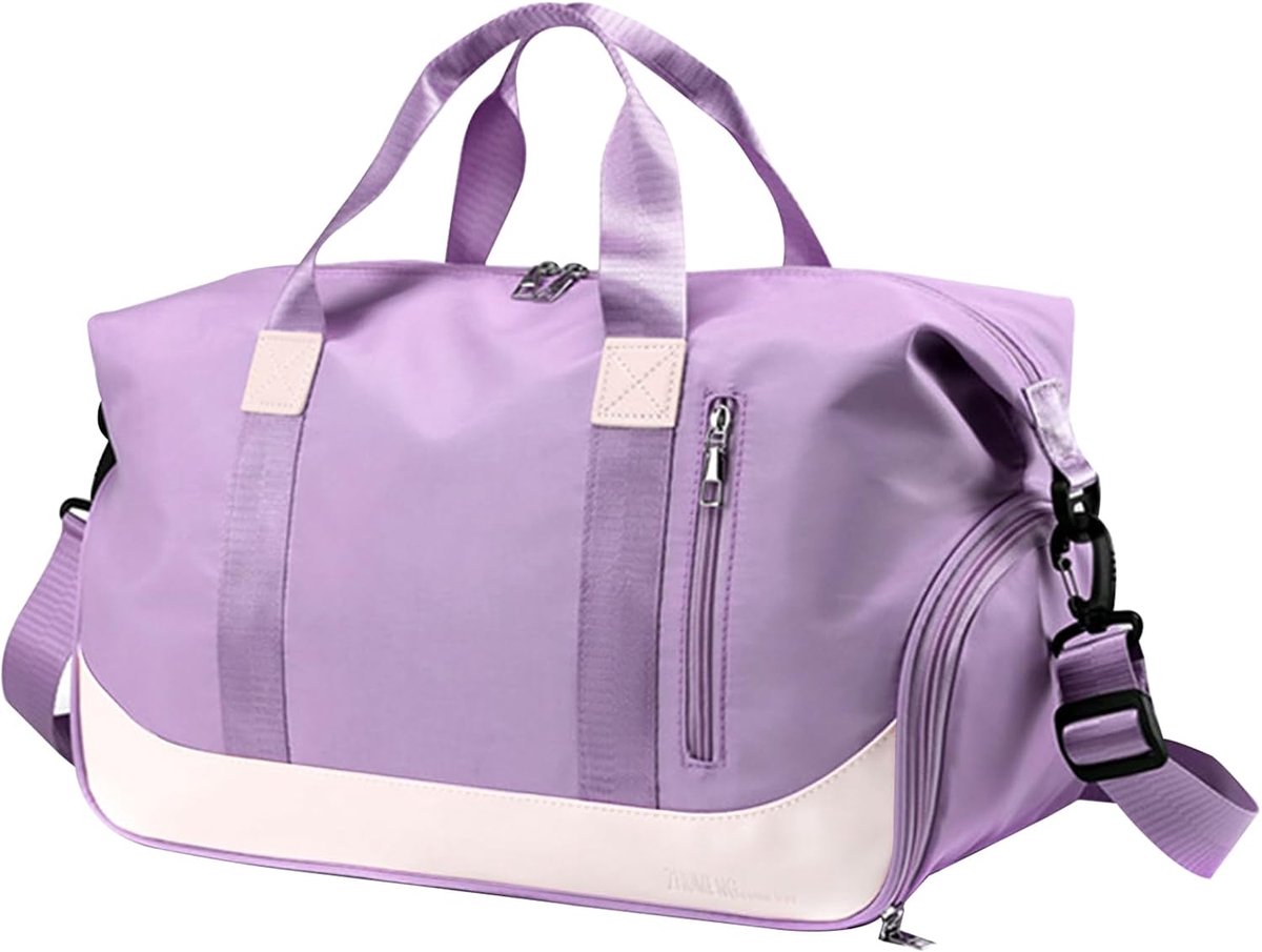 SnelShoppen - Sporttas en Reistas voor Dames en Heren - Waterdichte Trainingstas met Schoenenvak en Nat Droogvak - Lichtviolet Weekendtas voor Sport,