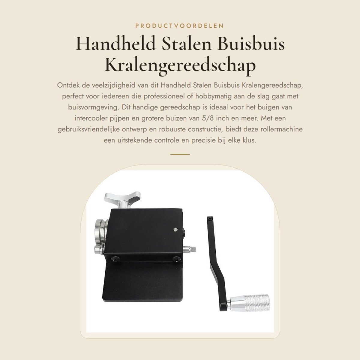 Dailygoods- Buisgereedschap Professionele Kraalmachine - Handheld Stalen Gereedschap - Intercooler Pijpbeugel - Voor 5/8 Inch en Grotere Buizen - Hoogwaardige Kwaliteit - Pijpbewerking