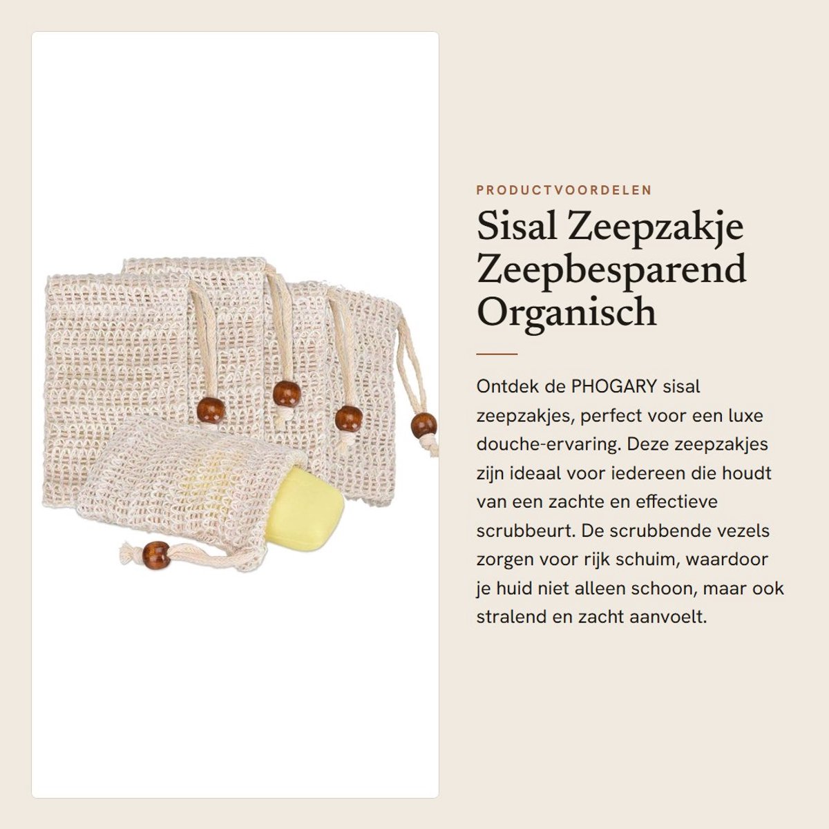 Dailygoods- Zeepzakje 5 Pack - Scrubbende Vezel - Huidvriendelijk - Duurzaam - Exfoliërend - Natuurlijk Sisal 10x13cm - Zeepspons