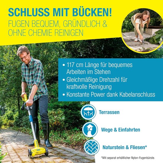 Elektrische Onkruidborstel - Voegenborstel Machine - Onkruidverwijderaar voor Tegels en Terras - 1800 RPM - Inclusief Staal- en Nylonborstel - 110 mm Werkbreedte — afbeelding 2