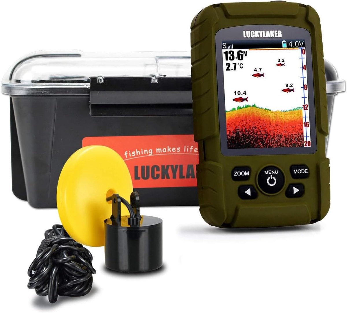 Waterdichte Dieptemeter voor Vissen - Handheld Fish Finder voor Boot, Kajak en IJsvisserij met Duidelijk Display