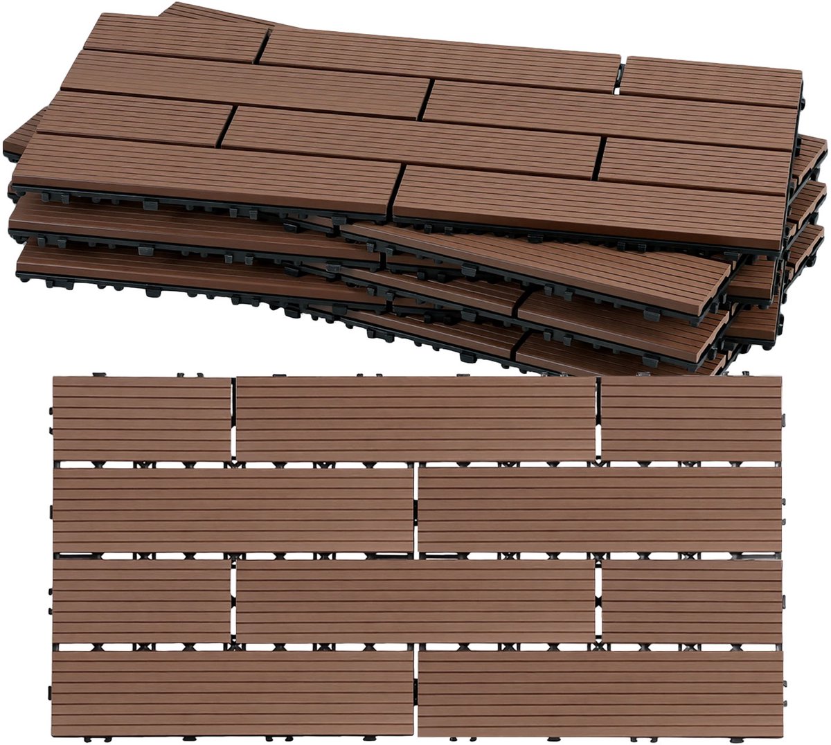 WPC Vlondertegels 30x60 cm - Roodbruin - 30 stuks/5 m² - Waterbestendige Tuintegels