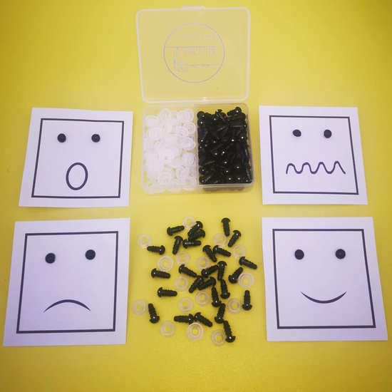 Ogen met sluitringen, 6 mm, zwart, kunststof, speelgoedogen voor poppenmaken, speelgoed, accessoires, doe-het-zelf — afbeelding 4