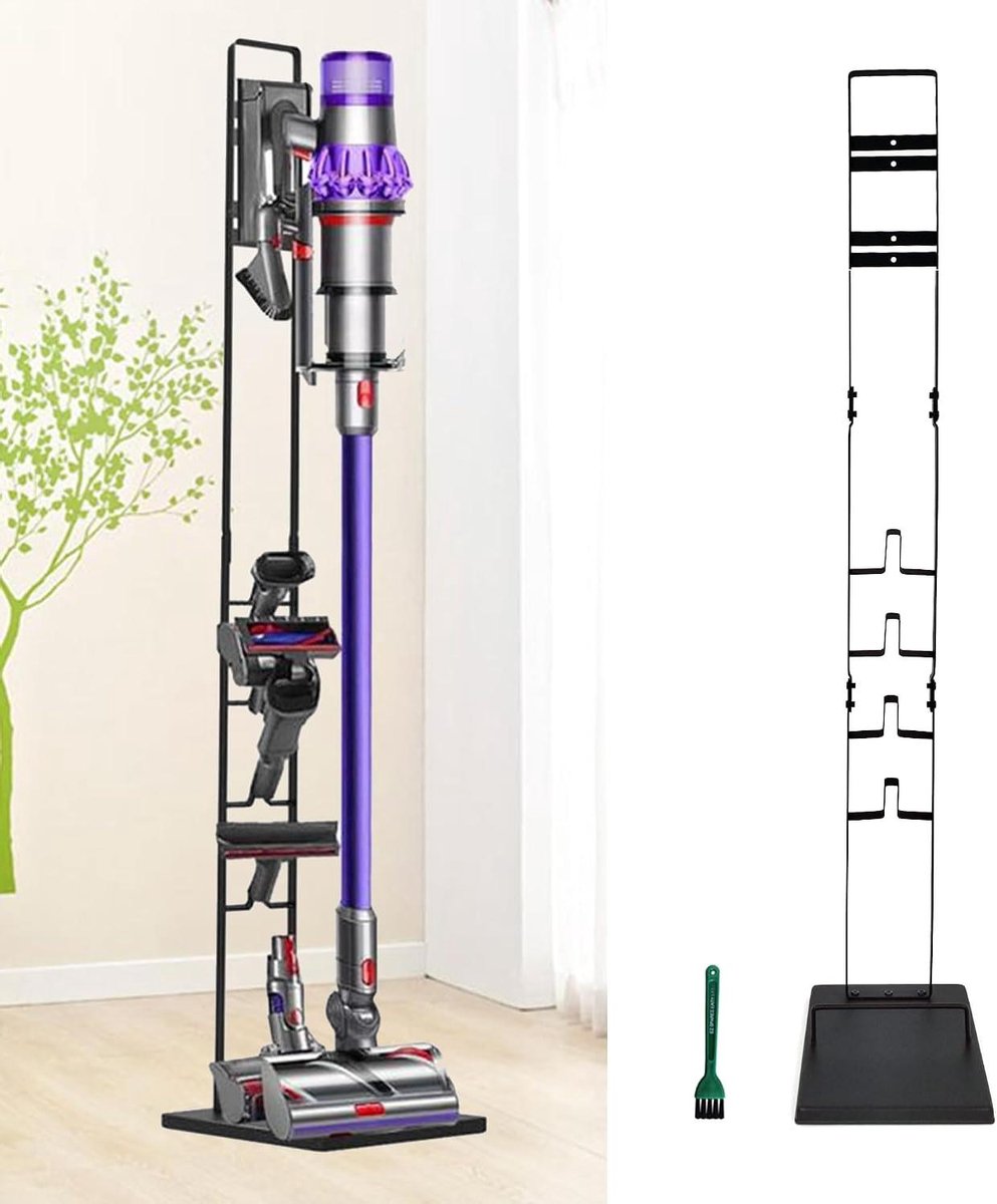 Stofzuiger standaard - Houders beugel - Opbergen accessoires - Geen wandbeschadiging - 444 x 2339 x 98 cm - Zwart