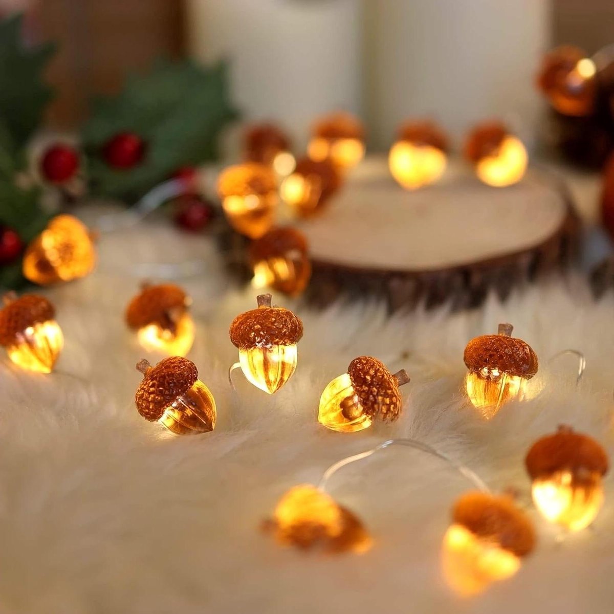 Herfst Lichtketting - Lichtsnoer Eikels - Huis Decoratie - 30 Realistische Eikels - 3 meter - Herfstkleuren