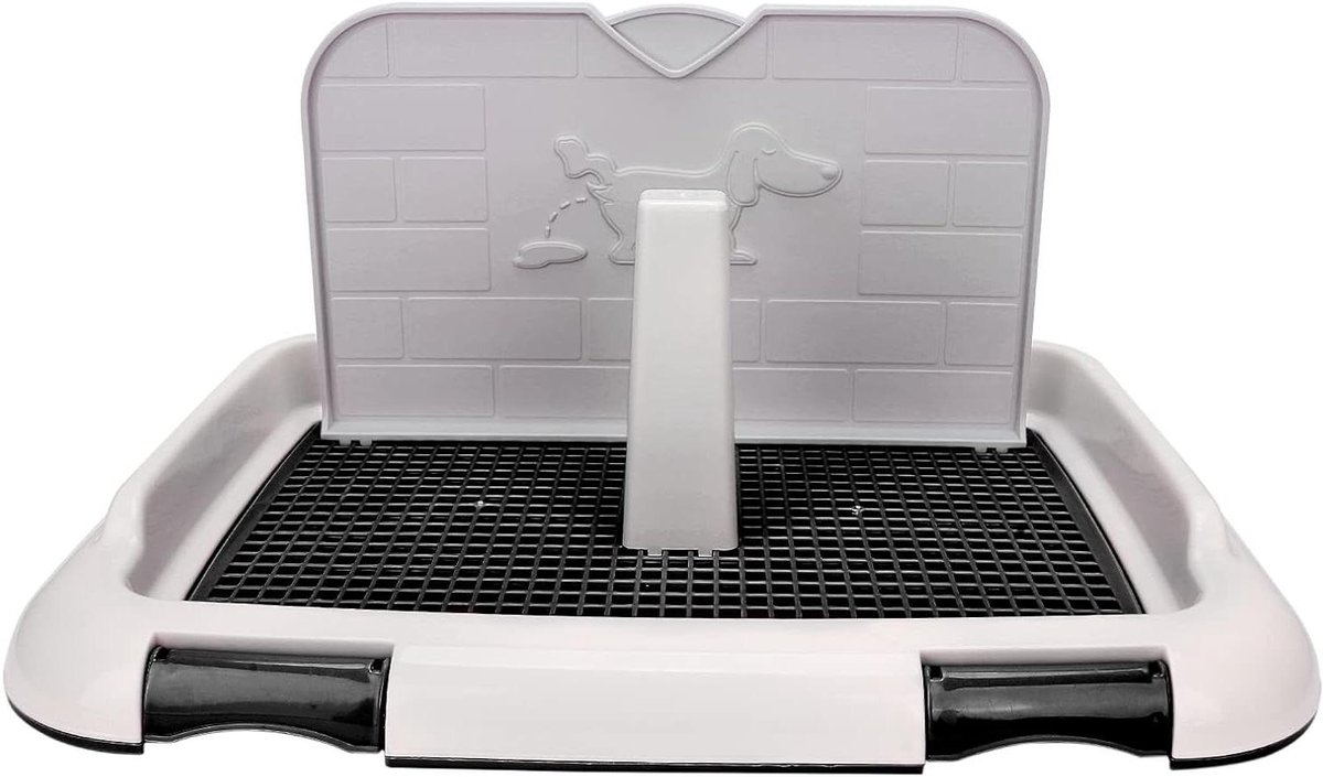 Hondentoilet - Puppy Plasbak - Zindelijkheidstraining - Met gesimuleerde muur - 48 x 36 x 6 cm - Zwart