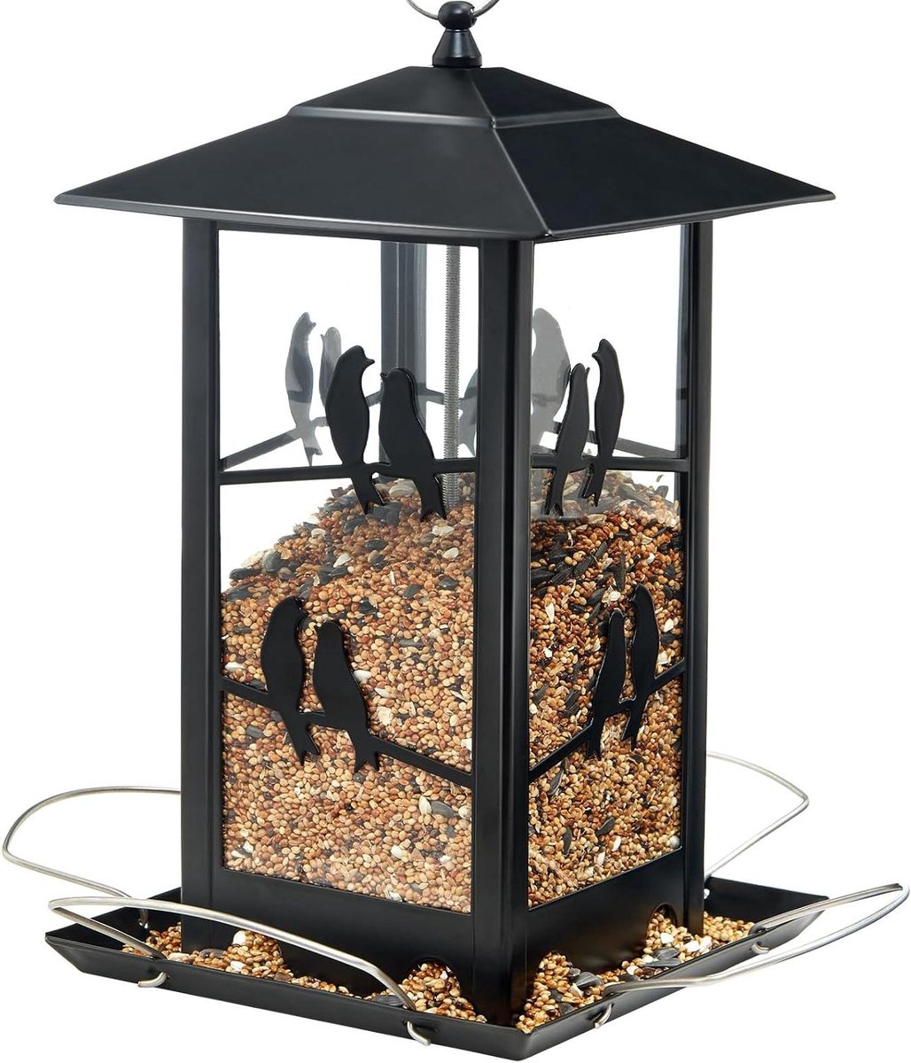 Vogelvoederbak Metaal - Vogelvoer Dispenser Tuin - Vogels Voeren Buiten - Grote Capaciteit 4 Pond