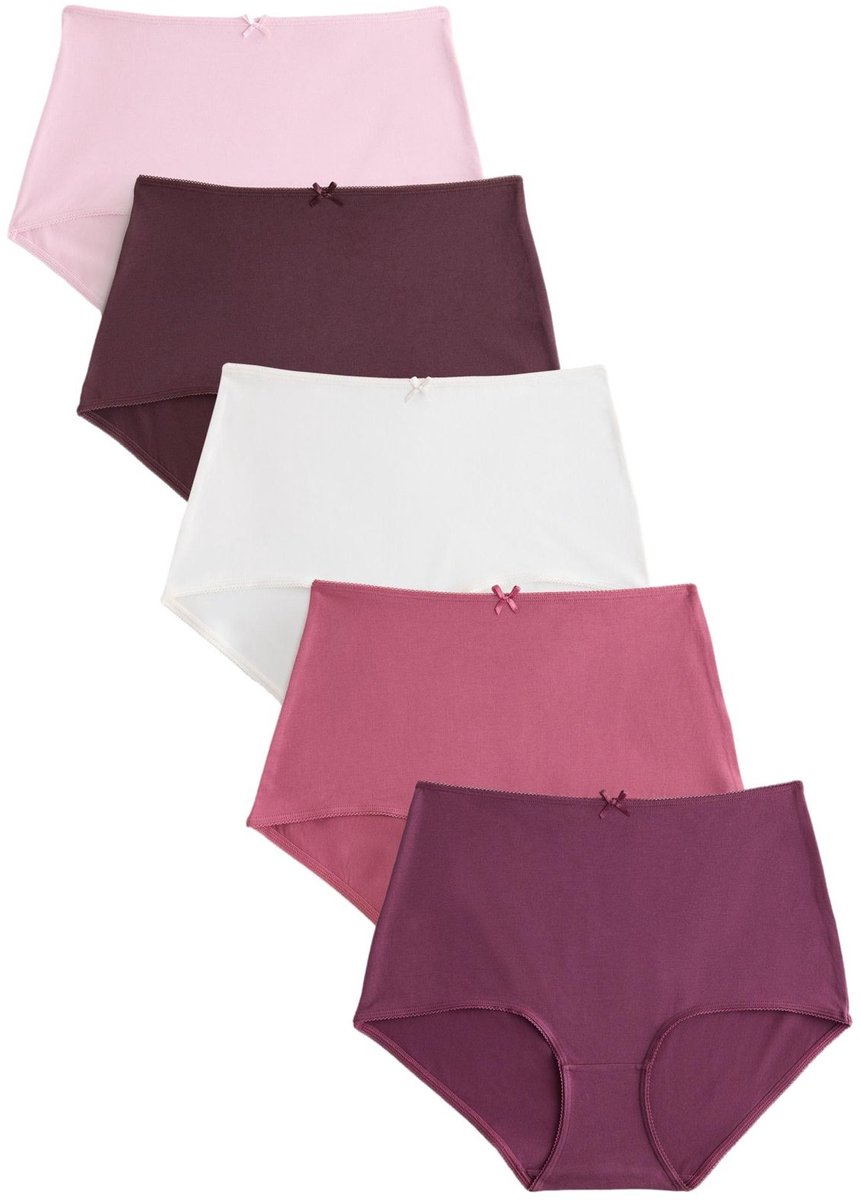 Next - Dames - Set van 5 katoenrijke slips - Roze