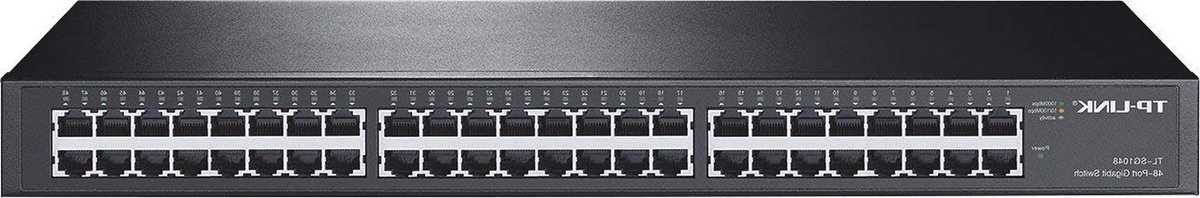 Gigabit Ethernet Switch - Netwerk Switch LAN Hub - Netwerk Uitbreiden - 48 Poorten - 1U Rackmontage - Zwart