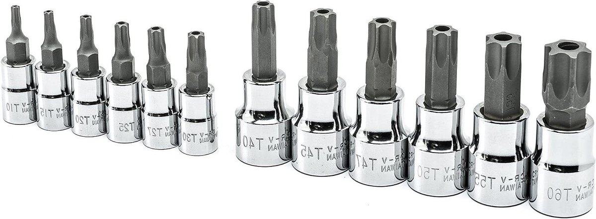Torx Schroevendraaier Set - Veiligheid Torx Bitset - Reparaties Uitvoeren - Verzonken Schroeven - 12 stuks - Zilver