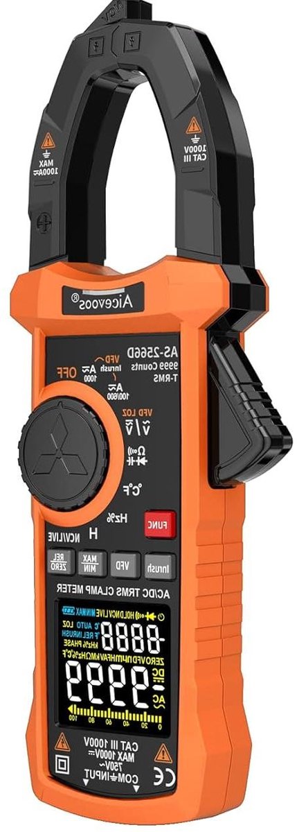 Stroomtang Multimeter - Stroommeter Klemmenmeter - Elektrische Inspectie - True-RMS 6000 Counts - 1000 A AC/DC - Zwart