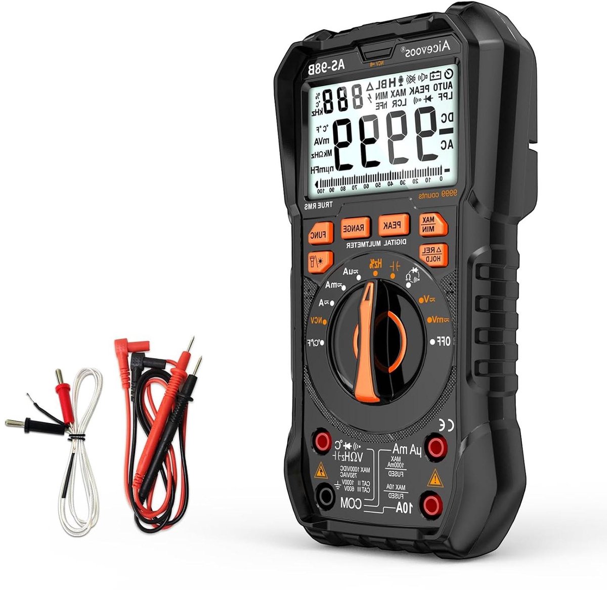Digitale Multimeter - Voltmeter Ohm Meter - Elektrische Problemen Oplossen - 9999 Tellingen LCD - 2x Per Seconde - Oranje
