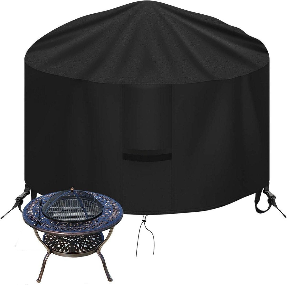 Vuurkorfhoes Rond - Afdekhoes Vuurkorf - Terras Beschermen - Waterdicht Oxford Stof - 70 cm - Zwart