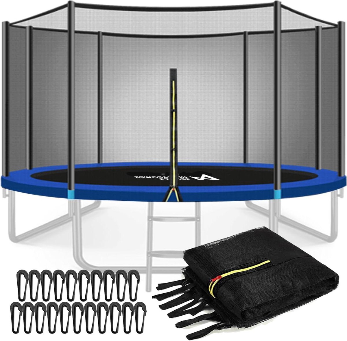 Trampolinenet Vervangend - Veiligheidsnet Trampoline - Trampoline Gebruik - UV-bestendig Scheurvast - 305 cm 8 Stangen - Zwart