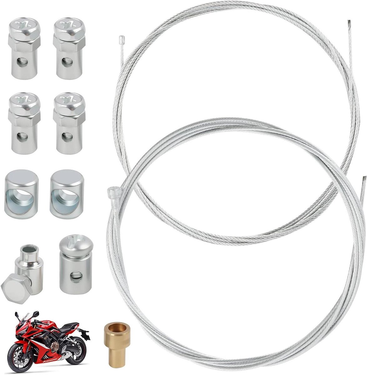 Universele Gaskabel - Koppelingskabel Motorfiets - Voertuig Reparatie - Verzinkt Staal - 2 meter - Zilver