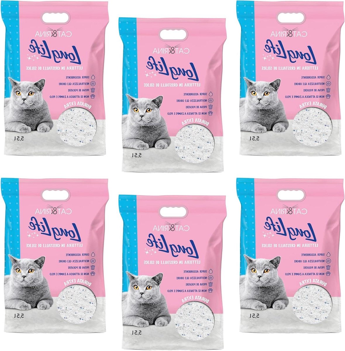 Kattenbakvulling Silicium Kristallen - Kiezels Kattenbak Vulling - Geur Neutraliseren - Stofvrij en Hypoallergeen - 6 x 5.5 L - Wit