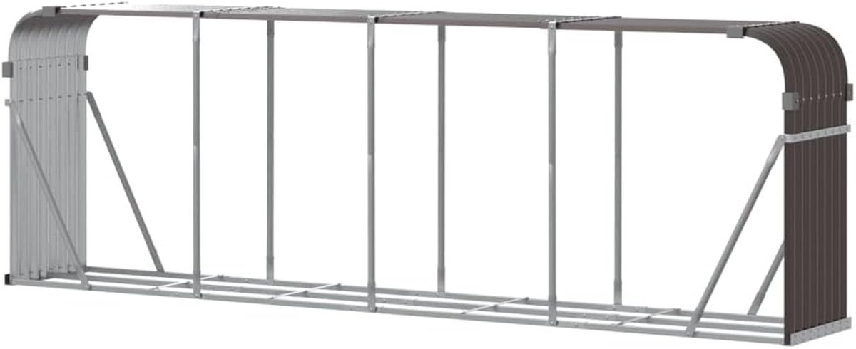 Haardhout Opslag - Houtblokhouder Rek - Brandhout Organiseren - Stevig Gegalvaniseerd Staal - 300x45x100 cm - Bruin