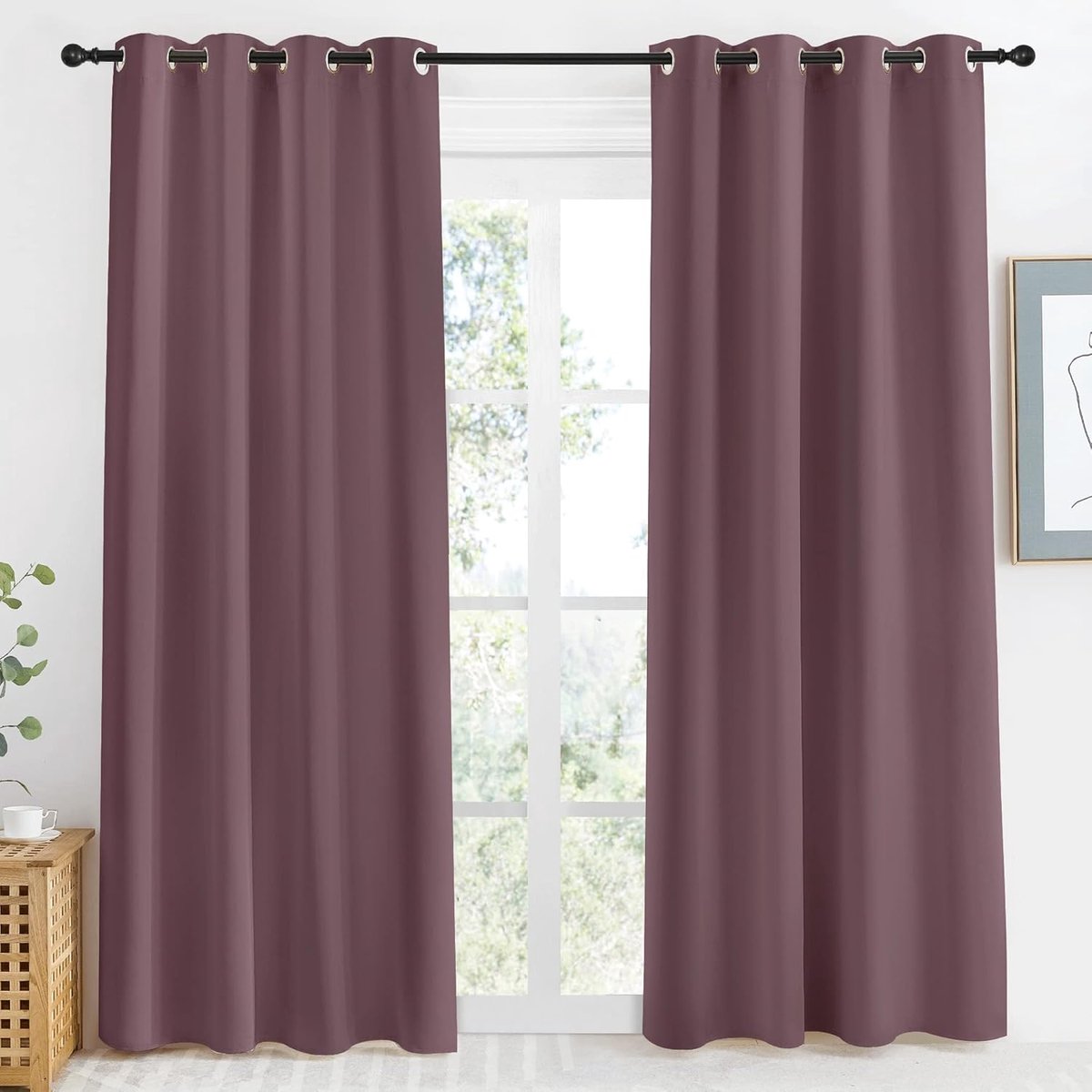 Keuken Verduisterend Gordijnpaneel, Droge Rose, 1 Panel, 55 bij 86 inch lang, Home Fashion Thermisch Geïsoleerde Effen Doorvoertule Kamer Verduisterend Gordijn voor Appartement