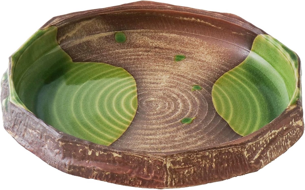 Minoyaki Serie Ronde Ikebana Bloemenvaas (23,7 cm), Waterlelieblad, Gemaakt in Japan, Handbeschilderd Keramiek voor Bloemstukken, Ideaal voor kleine tot middelgrote arrangementen