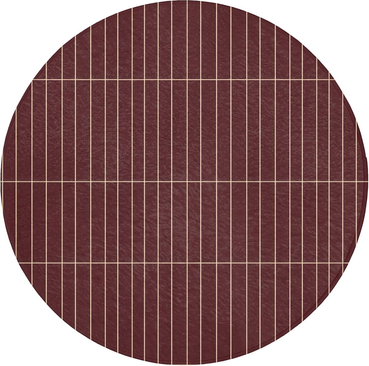 Badmat Rond 70x70 cm Badkamer Accessoires Bath Mat Douchemat Antislip Wc Badkamermat Memory Foam Wasbaar Bathroom Toilet Mats Lijnen - Patroon - Bordeaux