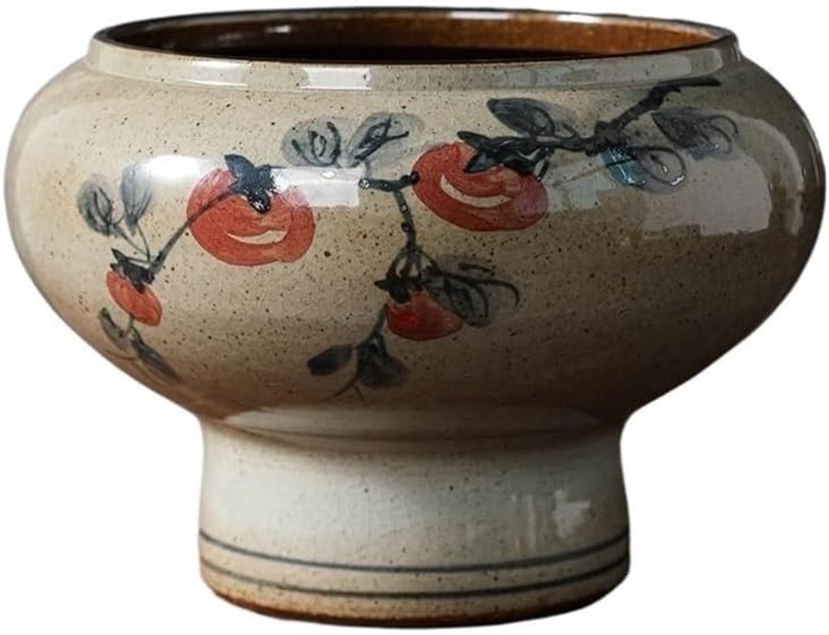 Chinese stijl Jingdezhen Retro keramische bloempot, handbeschilderde hoge voet, grote diameter, groene plantenpot for thuisgebruik