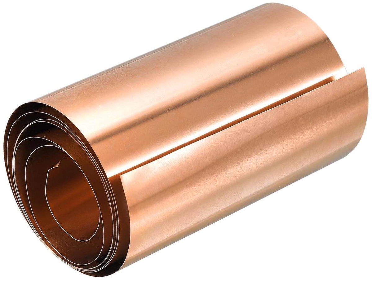 Koperen Bladrol - Metaalfolie Plaat - Hobby Projecten - Zuiver Koper - 1000 x 100 mm - Koper