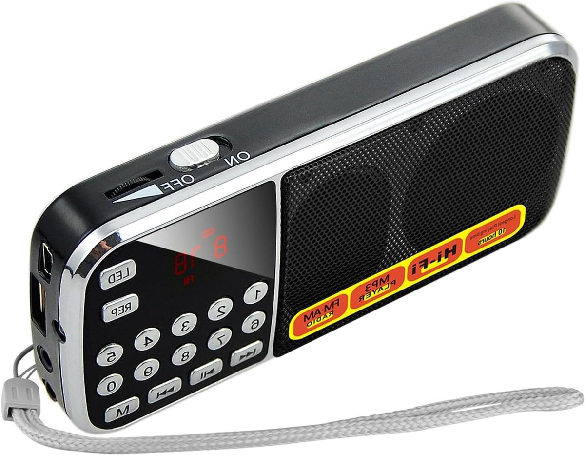 Draagbare Radio - Zakradio FM AM - Muziek Luisteren - Oplaadbare Batterij - Zakformaat - Zwart