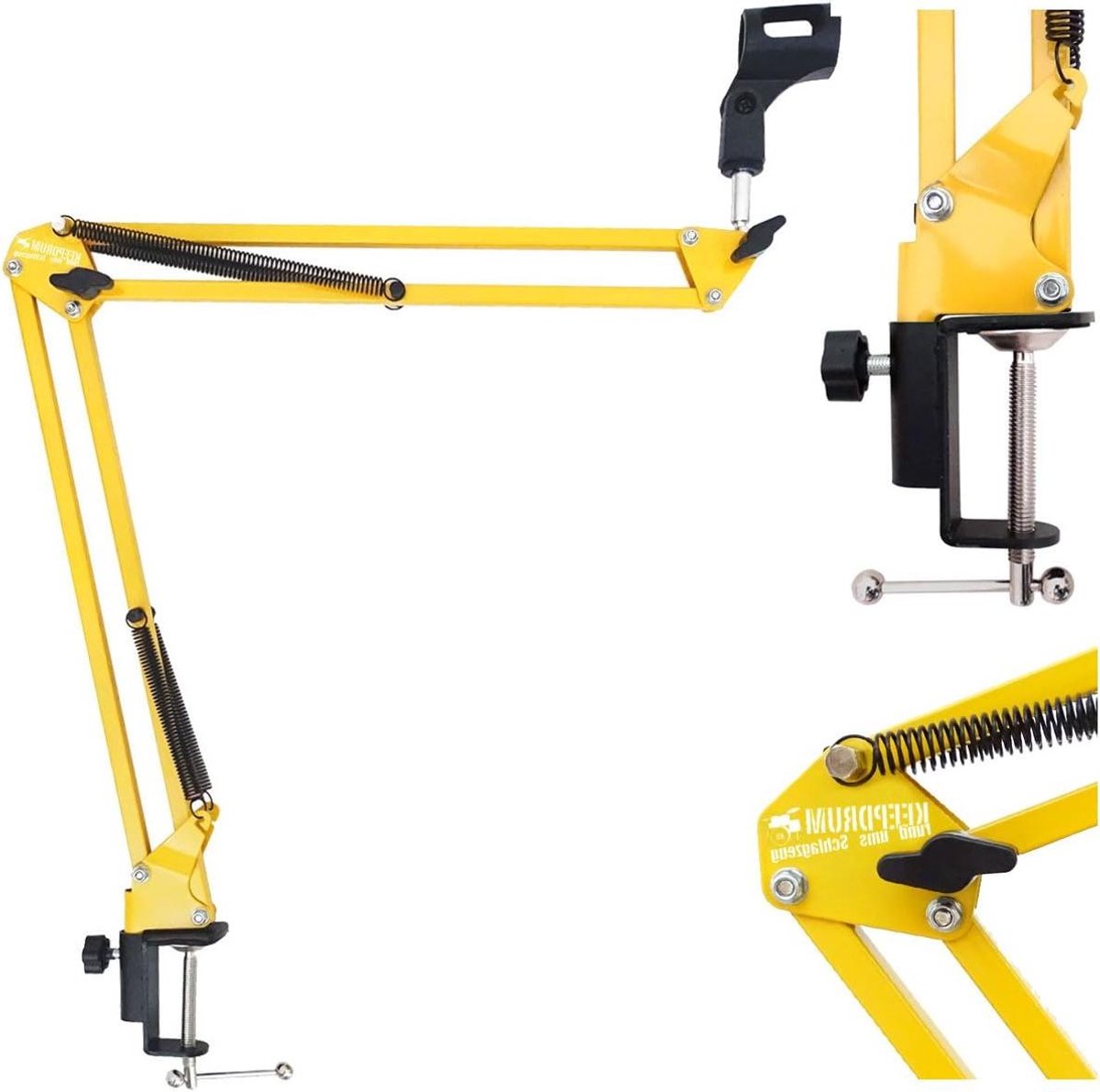 Microfoonarm Zwenkarm - Microfoonstandaard Tafel - Opnemen Podcasts - 360 Graden Draaibaar - 35x57 cm - Geel