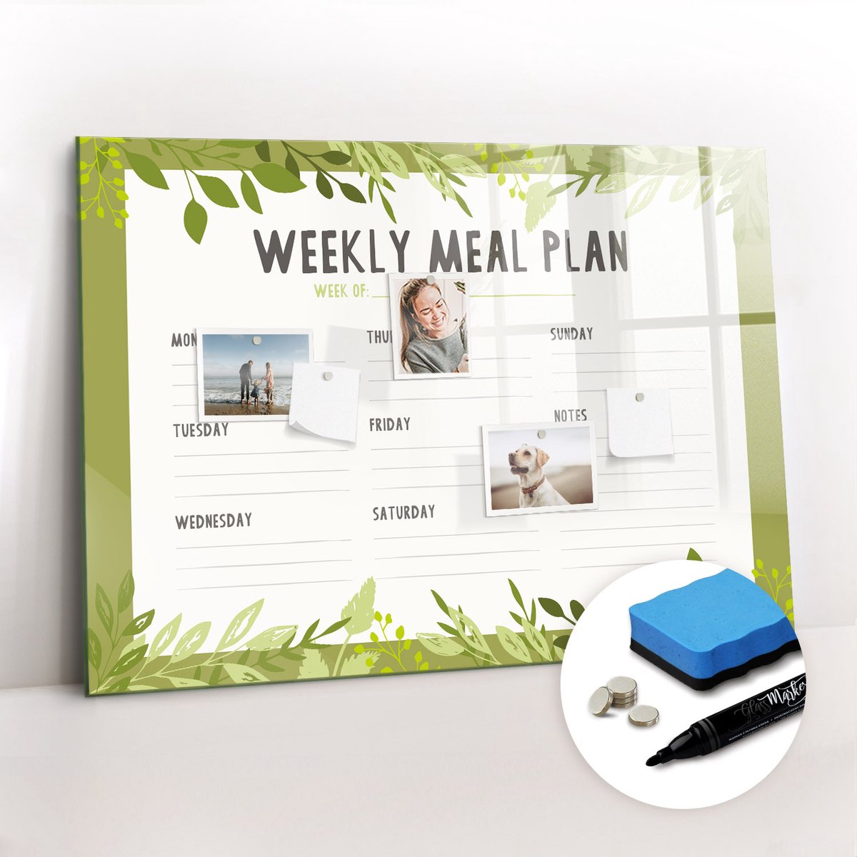 Tulup Whitebord - Wekelijks fitnessmenu - 100 x 70 cm - Groente Magnetic Board - Gratis 5 Sterke Magneten + Whiteboard Marker & Wisser - Interieur Accessoires Kantoor - Foto Magneetbord - Productiviteit Tools