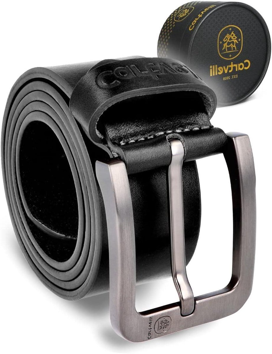Heren riem van echt leer met geschenkdoos - 40mm breed en eenvoudig in te korten
