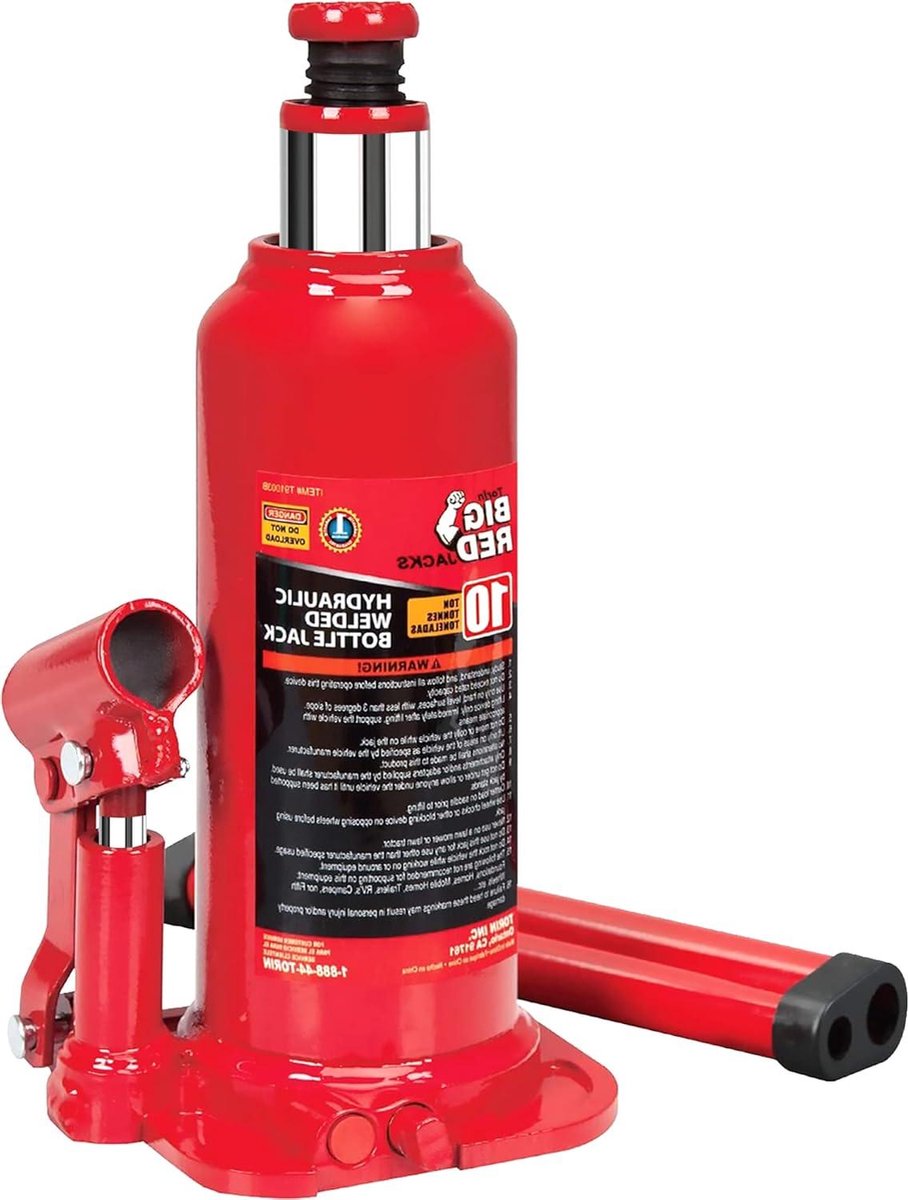 Hydraulische Fleskrik - Autokrik Krik - Voertuigen Hefen - Gelaste Staalconstructie - 10 Ton Capaciteit - Rood
