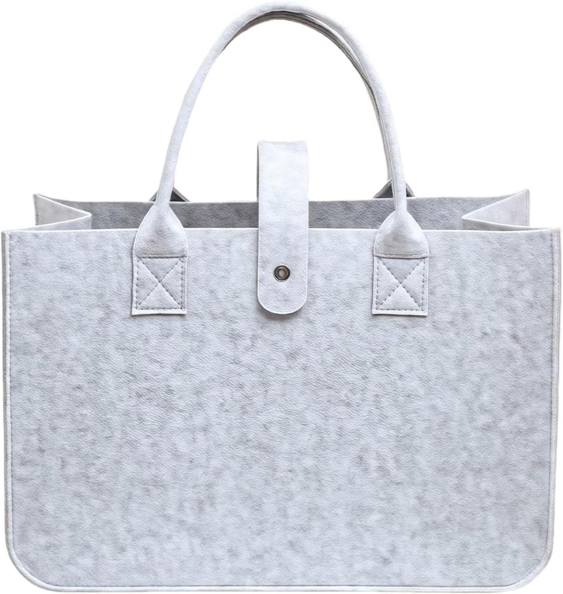 Vilten Tote Bag - Boodschappentas Shopper - Boodschappen Doen - Opvouwbaar Ontwerp - 31 x 21 x 4 cm - Grijs