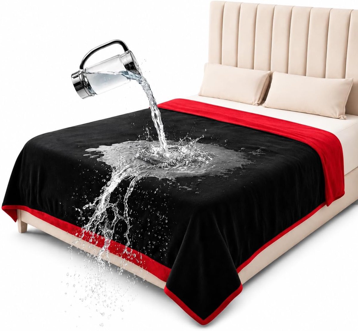 hondendeken, liefdesdeken, kattendeken, bank, rood en zwart, sprei (203 x 229 cm)