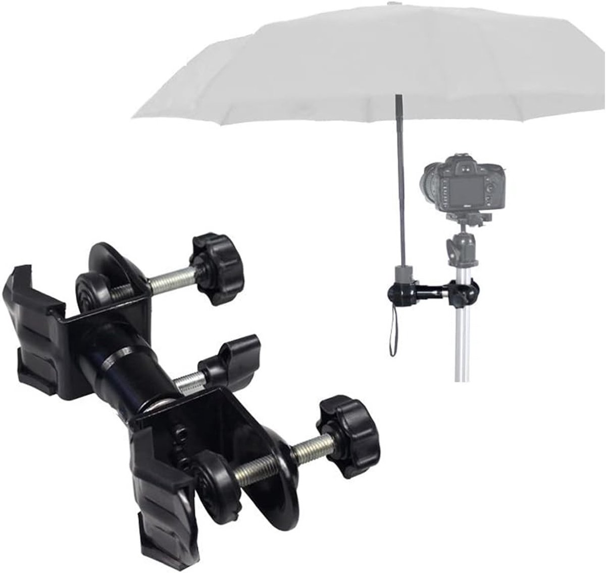 Verstelbare Umbrella Clip voor Camera Statief - Ideaal voor Buitenfotografie en Bescherming tegen Regen