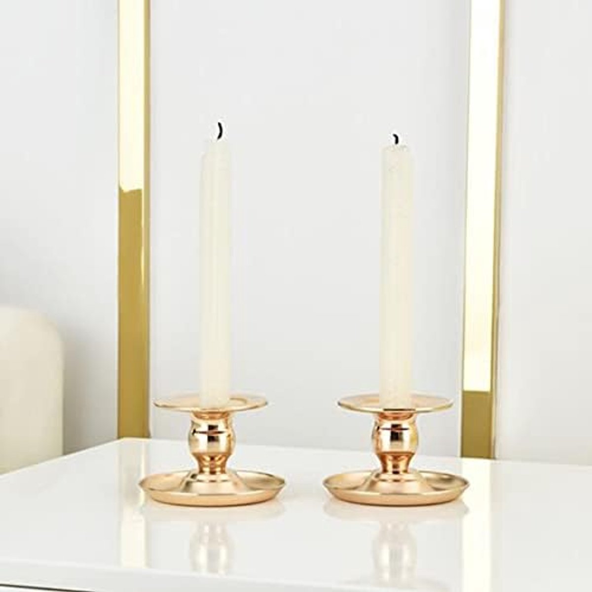 Kaarshouder Gold Plating Eettafel Kandelaar Decoratie Thuis Accessoires Kandelaar Bruiloft Bruiloft Decoratie Kandelaar 2 PCS