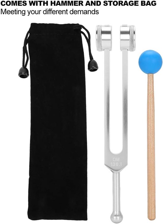 Dailygoods- Stemvork Helende Stemvork 128 Hz - Stemvorken Set - Stemvork Medisch - Aluminiumlegering - Geluidsherstellende Therapie - Inclusief Hamer - Geluidstherapie van Dailygoods — afbeelding 3