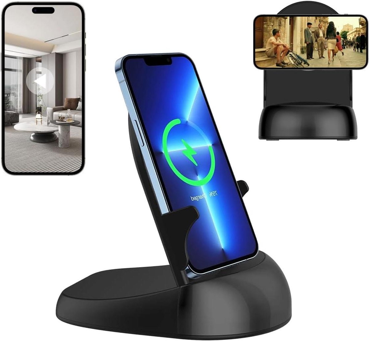 Dome Camera WiFi - Beveiligingscamera Telefoonoplader - Thuisbeveiliging Opladen - Draaibare Lens 250 Graden - 1080p Full HD - Wit