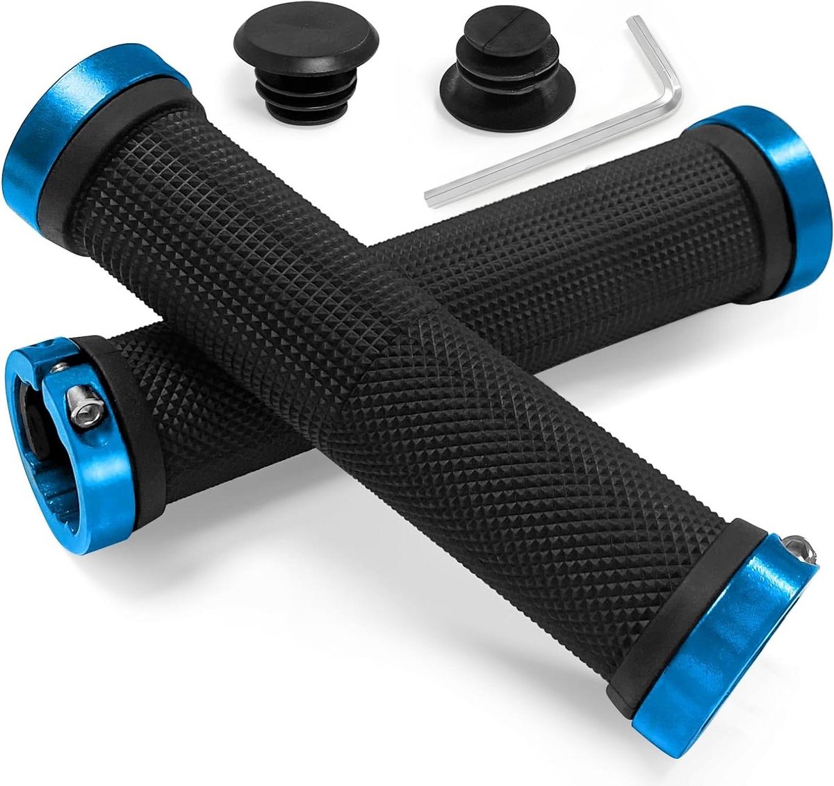 Fietsgrepen Ergonomisch - Handvatten Mountainbike - Comfortabel Fietsen - Dubbel Vergrendelingsmechanisme - 13 cm Lengte - Blauw