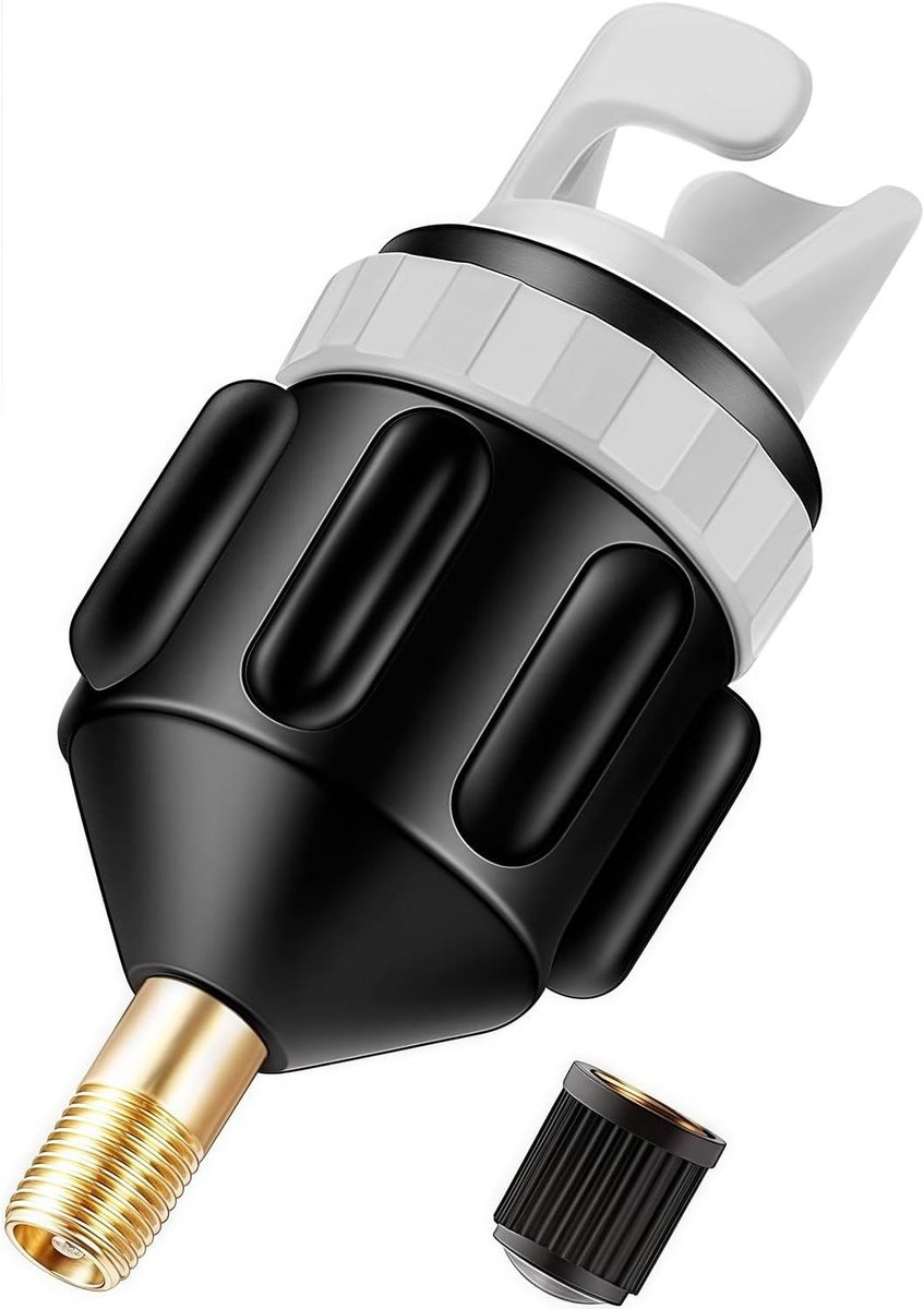 Ventieladapter - Luchtpomp adapter - Watersport Oppompen - Lekvrije Afdichting - One size - Grijs/Zwart