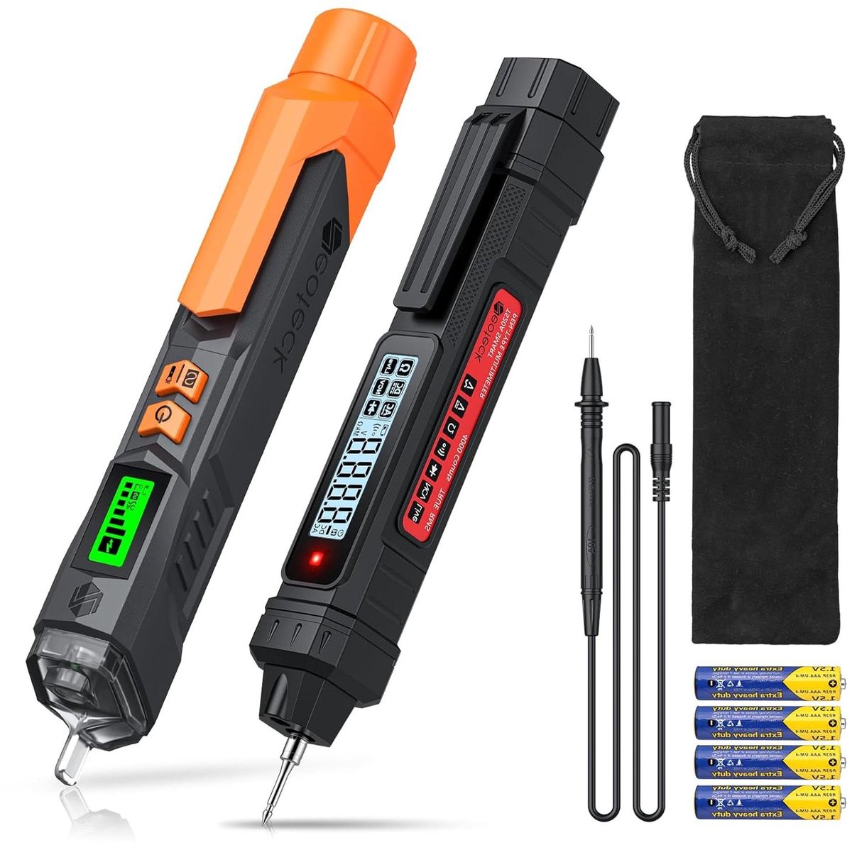 Spanningstester Multimeter Pen - Elektrische Tester Spanningzoeker - Elektrische Diagnose - 2-in-1 Functie - 4000 Counts - Grijs