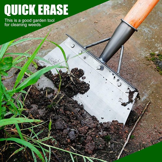 Reinigingsschop - Tuinschop schraper - Onkruid en mos verwijderen - Robuust roestvrij staal - 25 cm breed - Zilver — afbeelding 3