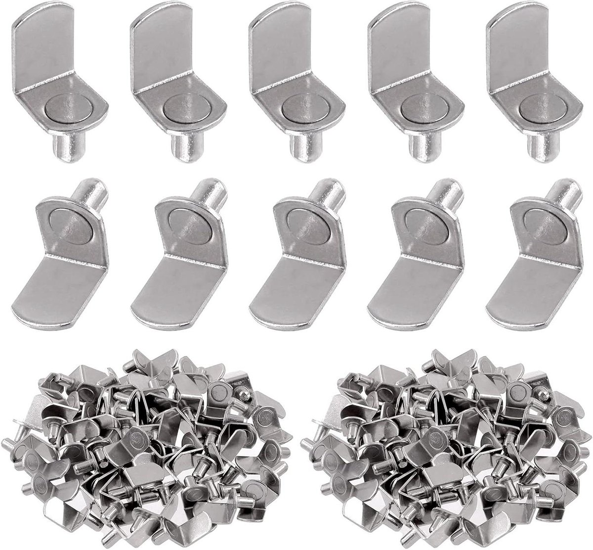 Planksteunen - Plankhouders Bevestiging - Meubels Verstevigen - L-vormig Ontwerp - 6mm Diameter - Zilverkleurig