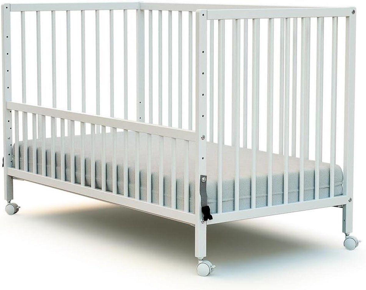 Babybed Hout - Co-sleeper Ledikant - Baby Verzorgen - 5 Hoogtes Verstelbaar - 60x120 cm - Wit