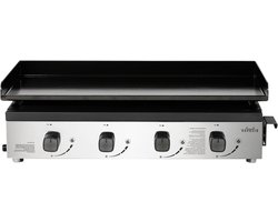 Plancha Grill - Gas Grillplaat - Buiten Koken - 4 Instelbare Branders - 73 x 43.5 x 24 cm - Zwart