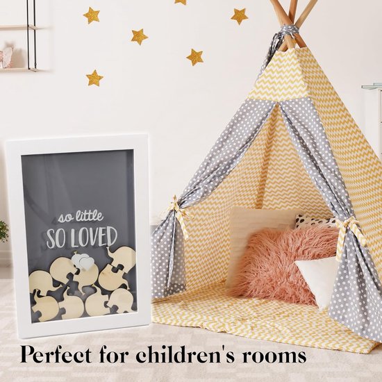 Gastenboek Babyshower en Doop - Fotolijst met 20 Olifantjes voor Wensen, Creatief Alternatief Wensenboek voor Babyfeest, Gender Reveal en Kinderkamer Decoratie (19x27 cm) — afbeelding 4